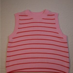 ASOS Pink and Red Striped Sleeveless Sweater